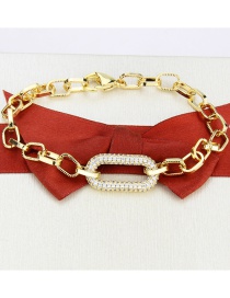 Fashion Gold-plated White Zirconium Diamond Square Gold-plated Chain Square Bracelet