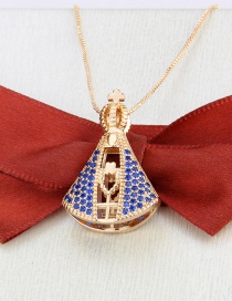 Fashion Gilded Double-sided Virgin Mary Gold-plated And Diamond-set Copper Pendant Necklace