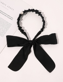 Fashion Black Bowknot Solid Color Braided Hair Pleated Headband