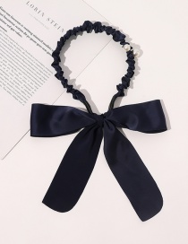 Fashion Navy Bowknot Solid Color Braided Hair Pleated Headband