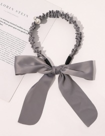 Fashion Gray Bowknot Solid Color Braided Hair Pleated Headband