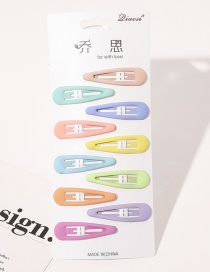 Fashion Water drop hair clip set-frosted macaron 10 colors Metal Paint Geometric Hollow Hairpin Set
