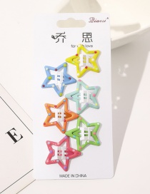 Fashion Five-pointed star hairpin set-polka dot spring 6 colors Metal Paint Geometric Hollow Hairpin Set
