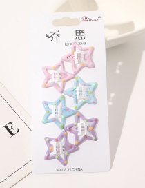 Fashion Five-pointed Star Hair Clip Set-Polka Dot Macaron (Pink Blue Purple) Metal Paint Geometric Hollow Hairpin Set