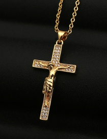 Collar De Cobre Chapado En Oro K Con La Cruz De Jesús