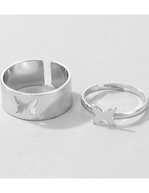Fashion Butterfly Silver Color Hollow Butterfly Ring Set