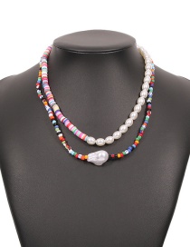 Fashion Color Color Rice Bead Pearl Double Necklace