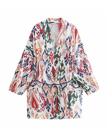 Abrigo De Encaje Kimono Con Estampado De Flores