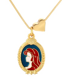Fashion Color 5 Copper Oil Drop Double-sided Princess Love Pendant Necklace