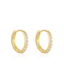 Fashion Gold Color - White Diamond 9mm Metal Diamond Round Earrings