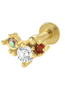Fashion Single Gold - Style 21 Metal Diamond Geometric Piercing Stud Earrings (single)