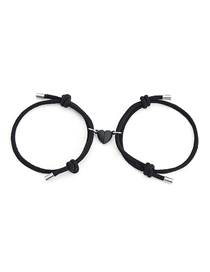 Fashion Black Love Magnet Black Bracelet One Pair Alloy Magnetic Sucking Love Line Rope Bracelet Set