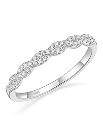 Fashion Platinum-style 17 Silver Diamond Geometric Ring