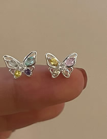 Fashion 4# Geometric Diamond Butterfly Stud Earrings