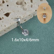 Fashion 1.6x10x4x6mm Stainless Steel Zirconium Geometric Navel Piercing Nail