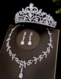 Conjunto De Collar De Aretes De Corona Geométrica De Diamantes De Aleación