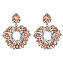 Fashion Leather Pink Alloy Diamond Geometric Earrings