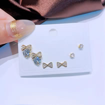 Fashion 1# Zirconia Geometric Earrings Set In Copper
