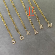 Fashion E. Titanium Steel Diamond 26 Alphabet Necklace