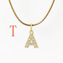Fashion 3#t Titanium Steel Diamond 26 Alphabet Necklace