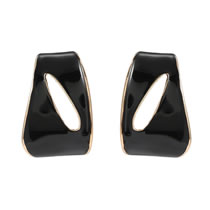 Fashion Black Alloy Oil Dripping Square Earrings