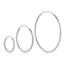 Fashion Set Of 3-platinum Sterling Silver Glossy Round Earring Set