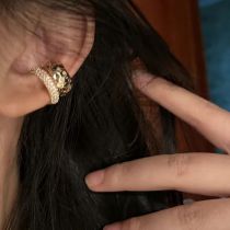 Fashion Gold Metal Diamond Lava Double Layer Ear Cuff