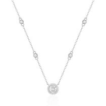 Fashion White Gold Metal Diamond Round Necklace