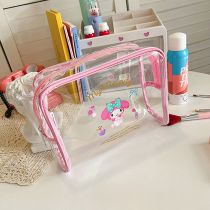 Fashion Melody-pink Cartoon Transparent Large Capacity Pencil Case