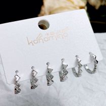 Fashion 34# Copper And Diamond Geometric Earrings Set