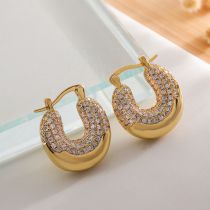 Fashion Gold Gold-plated Copper Geometric Zirconium Earrings