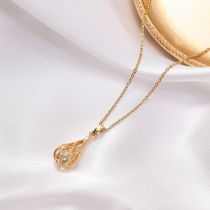 Fashion Drop Shape Titanium Steel Diamond Drop Necklace
