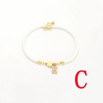Fashion White Five-leaf Titanium Steel + Copper Micro-inlaid Letters + Positioning Beads C Stainless Steel Diamond 26 Letter Flower Bracelet