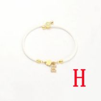 Fashion White Five-leaf Titanium Steel + Copper Micro-inlaid Letters + Positioning Beads H Stainless Steel Diamond 26 Letter Flower Bracelet
