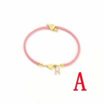 Fashion Pink Love Titanium Steel + Copper Micro-inlaid Letters + Positioning Bead A Stainless Steel Diamond 26 Letter Love Bracelet