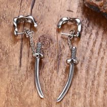 Fashion Silver Stainless Steel Sword Men's Earrings