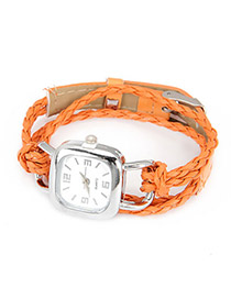Celtic Orange Lock Shape Weave PU Fashion Watches