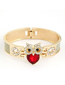 Casual Red Sparkly Owl Decorated Alloy Fashion Bangles