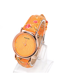 Fit yellow diamond decorated rose pattern design alloy Ladies Watches