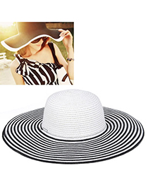 vogue White Big Peak Simple Design Twine Sun Hats
