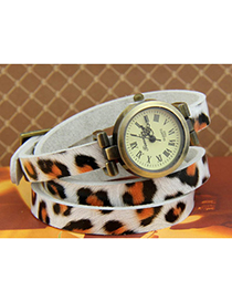 preferential White Leopard Pattern Simple Design Alloy Ladies Watches