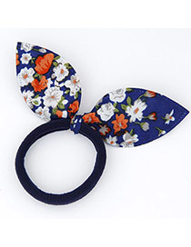 Sweet Blue Flower Pattern Decorated Bowknot Shape Design Fabric Hair band hair hoop