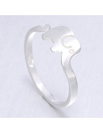 Cute Silver Color Elephant Shape Simple Design  Cuprum Korean Rings