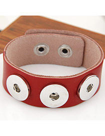 Fashion Red Button Decorated Simple Design  Imitation Leather Korean Fashion Bracelet