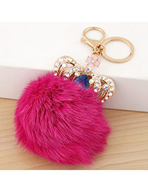 Fashion Plum Red Crown&fuzzy Ball Decorated Simple Design Alloy Fashion Keychain