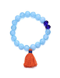 Personality Blue Tassel Decorated Simple Design Acrylic Korean Fashion Bracelet