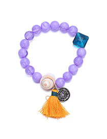 Fashion Purple Tassel&shell Pendante Decorated Beads Chain Design  Alloy Korean Fashion Bracelet