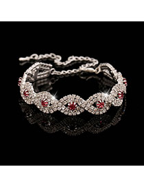 Luxury Silver Color+pink Diamond Decorated Twining Design Alloy Korean Fashion Bracelet