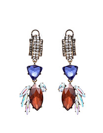 Fashion Multicolor Water Drop Diamond Pendant Decorated Simple Design Alloy Stud Earrings