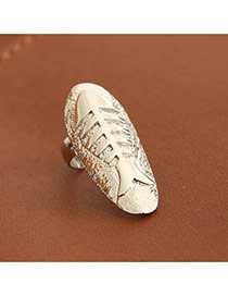 Elegant Silver Color Fishbone Shape Decorared Simple Design Alloy Korean Rings